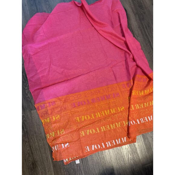 Victoria's Secret Logo Pink and Orange Beach Wrap Sarong Cover Up Y2K - Picture 8 of 8